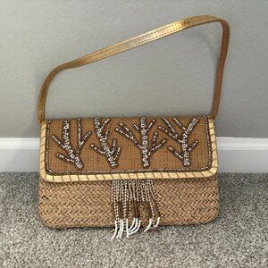 Beaded Rattan Clutch